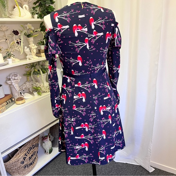 Draper James Love Birds Cold Shoulder Blue Dress - Picture 7 of 16